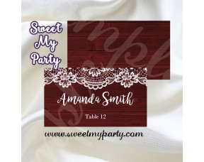 Rustic Wedding Place card,Lace wood wedding seating card,(017w)